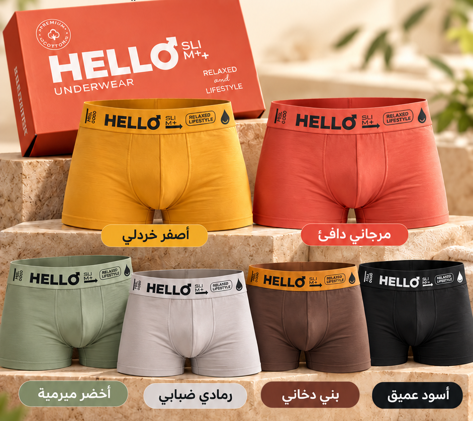 طقم بوكسر رجالي Helloslim من القطن 100٪